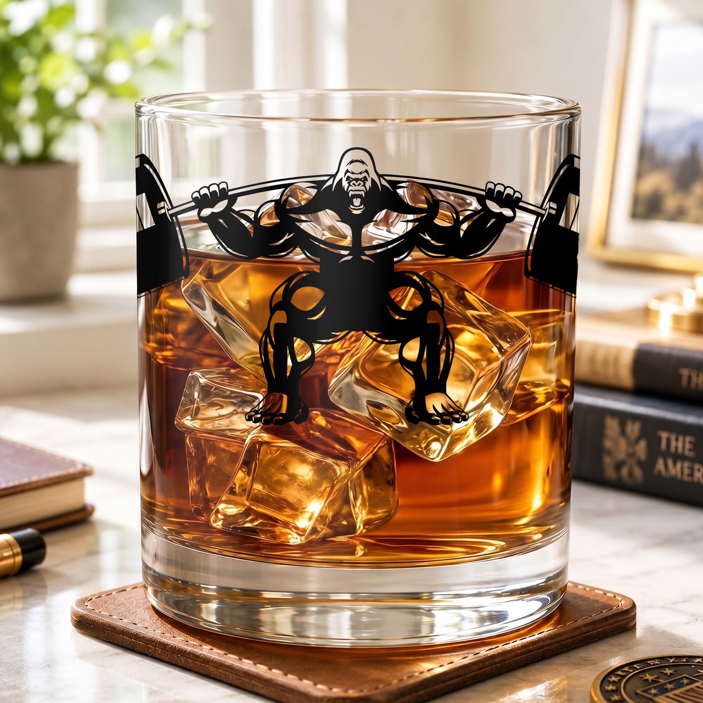 Personalized Gorilla Whiskey Glass - Custom Gym Fitness Gift
