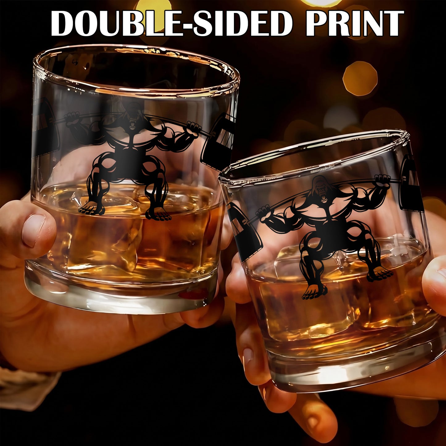 Personalized Gorilla Whiskey Glass - Custom Gym Fitness Gift