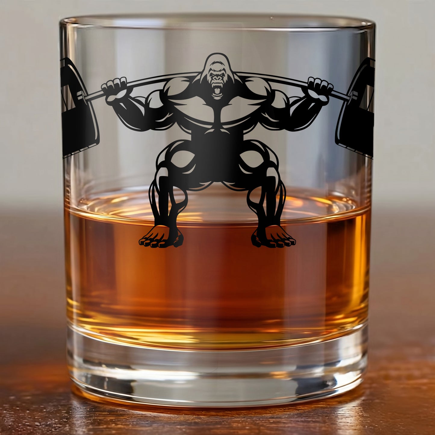 Personalized Gorilla Whiskey Glass - Custom Gym Fitness Gift