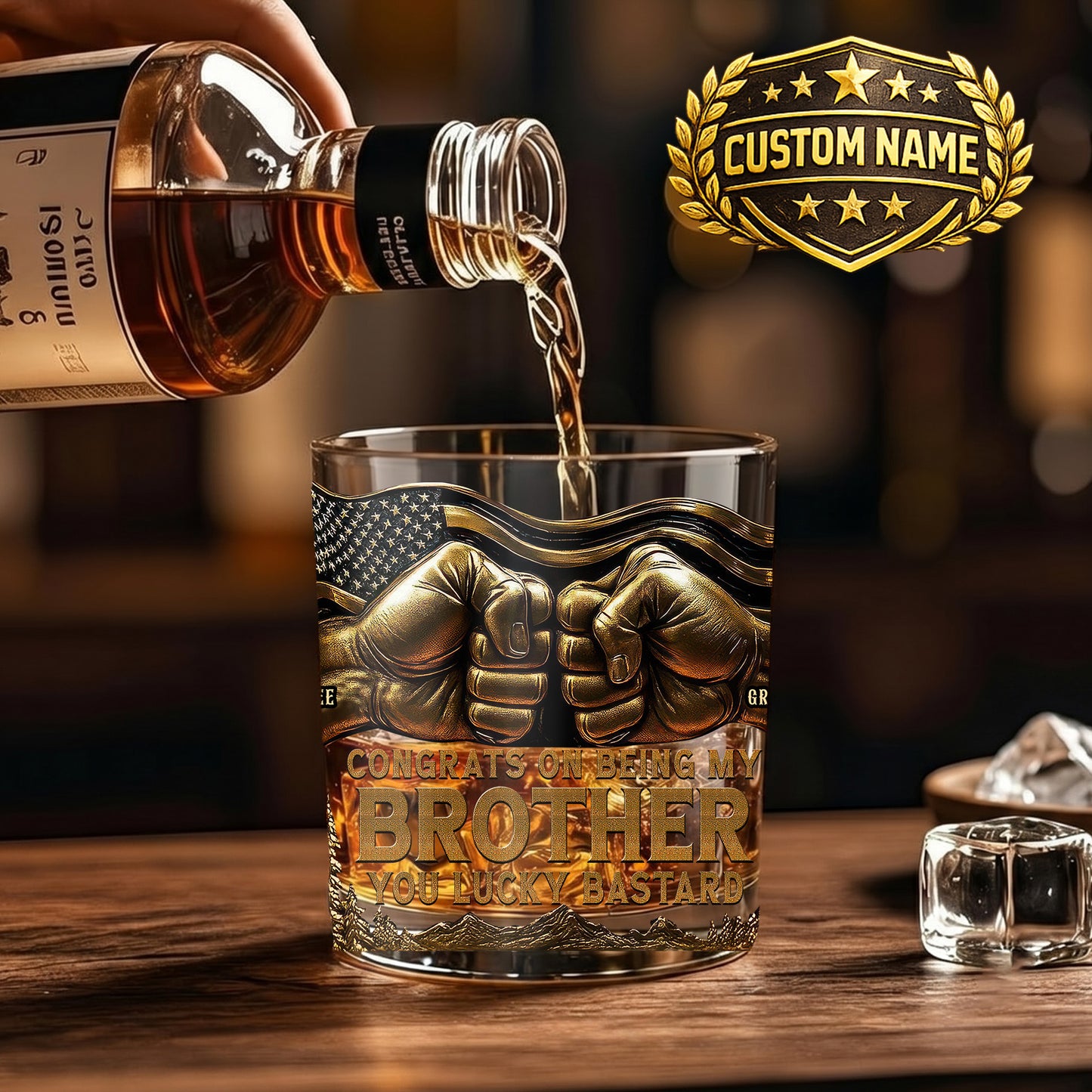 Personalized Brother Whiskey Glass - Custom Funny Sibling Gift