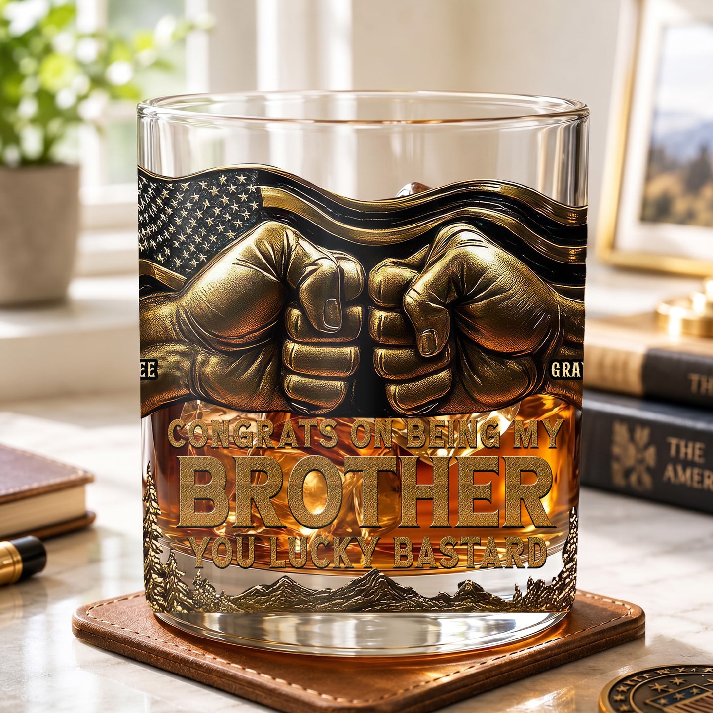 Personalized Brother Whiskey Glass - Custom Funny Sibling Gift
