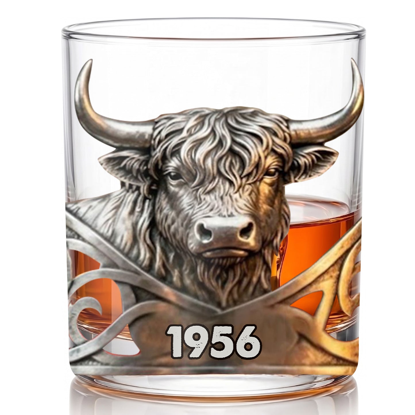 Personalized Highland Cow Whiskey Glass - Custom Year Farm Gift