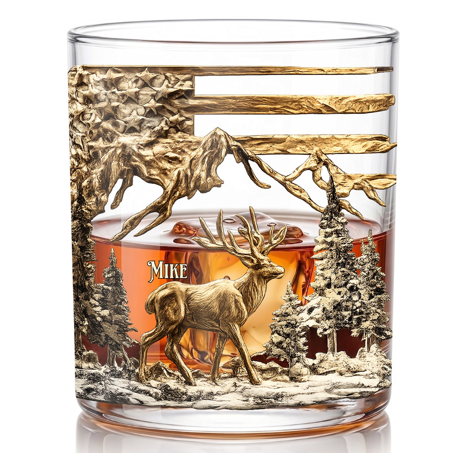 Personalized Deer Hunting Whiskey Glass - Custom Hunter Gift