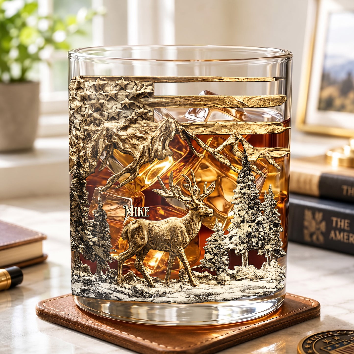 Personalized Deer Hunting Whiskey Glass - Custom Hunter Gift