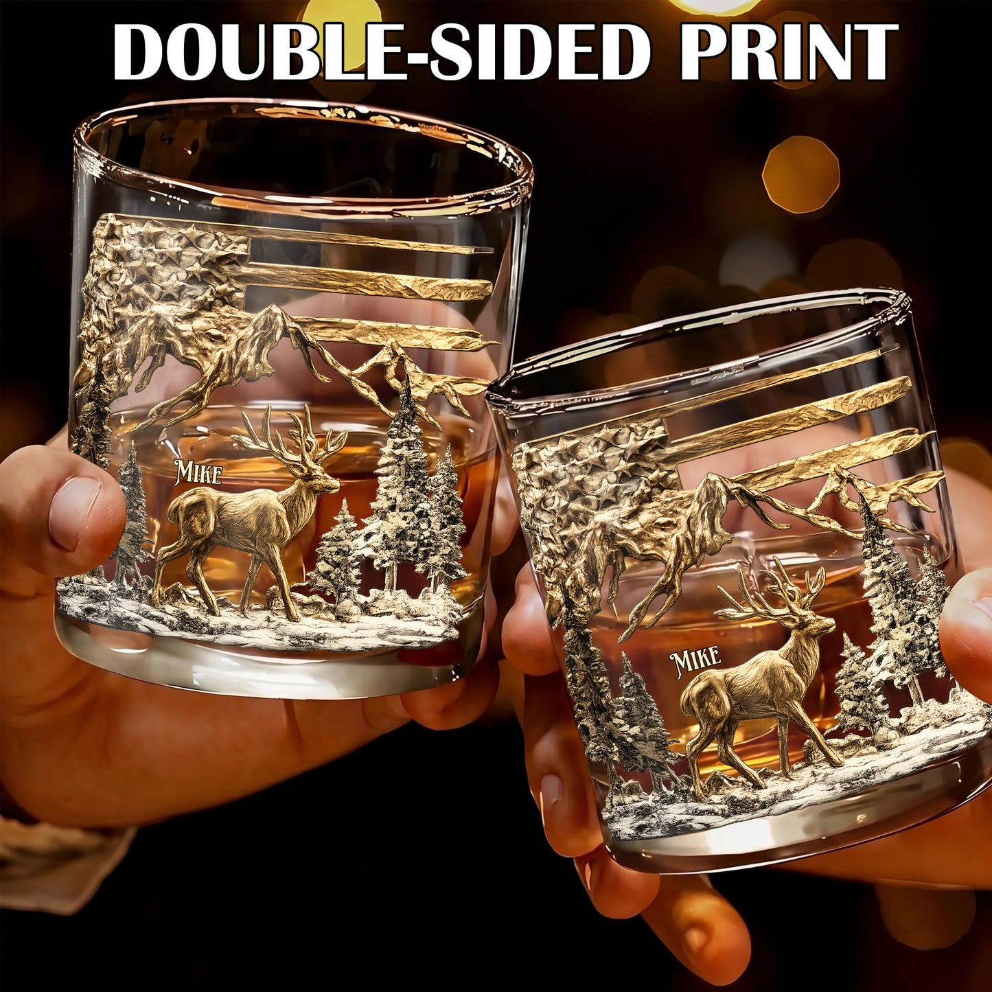 Personalized Deer Hunting Whiskey Glass - Custom Hunter Gift