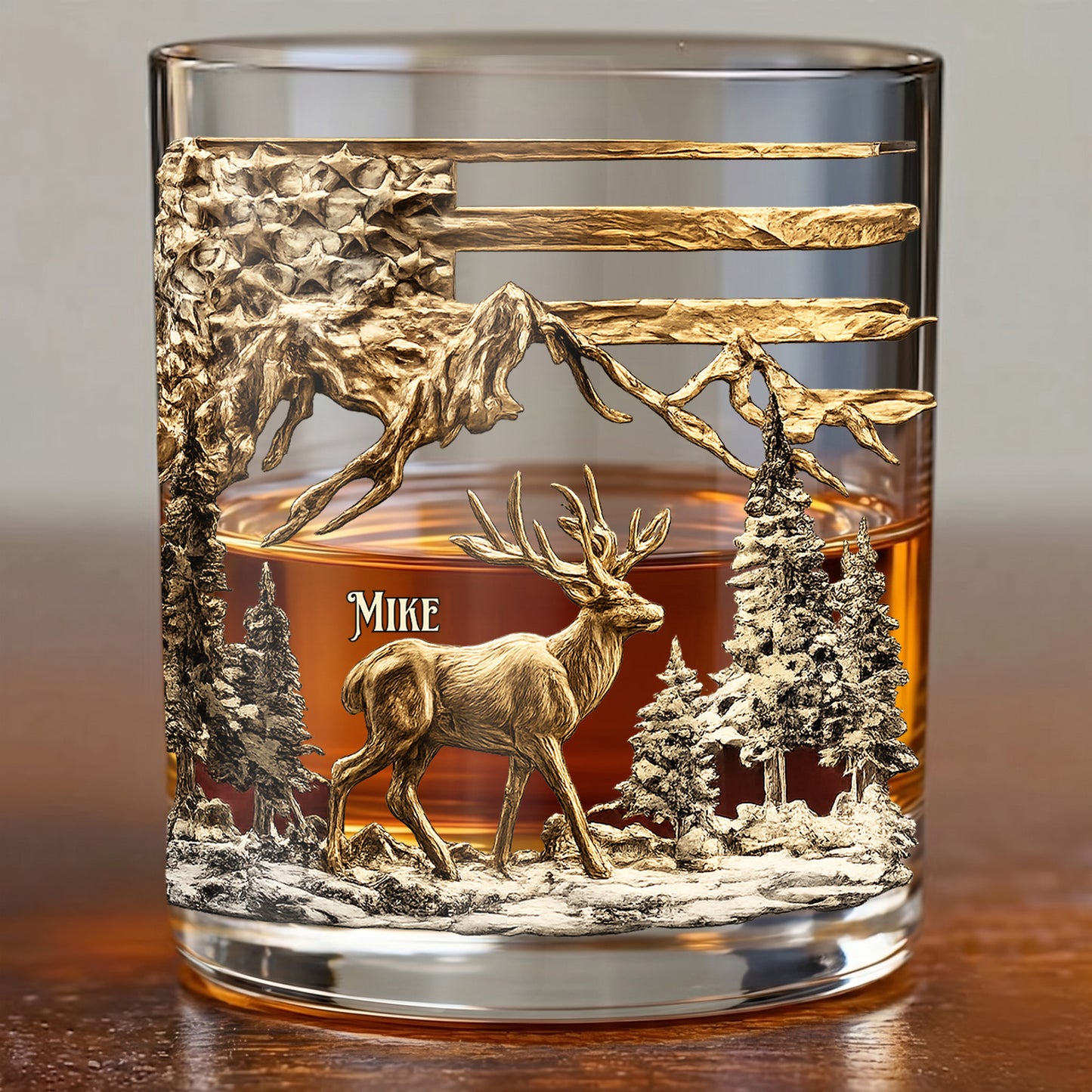 Personalized Deer Hunting Whiskey Glass - Custom Hunter Gift