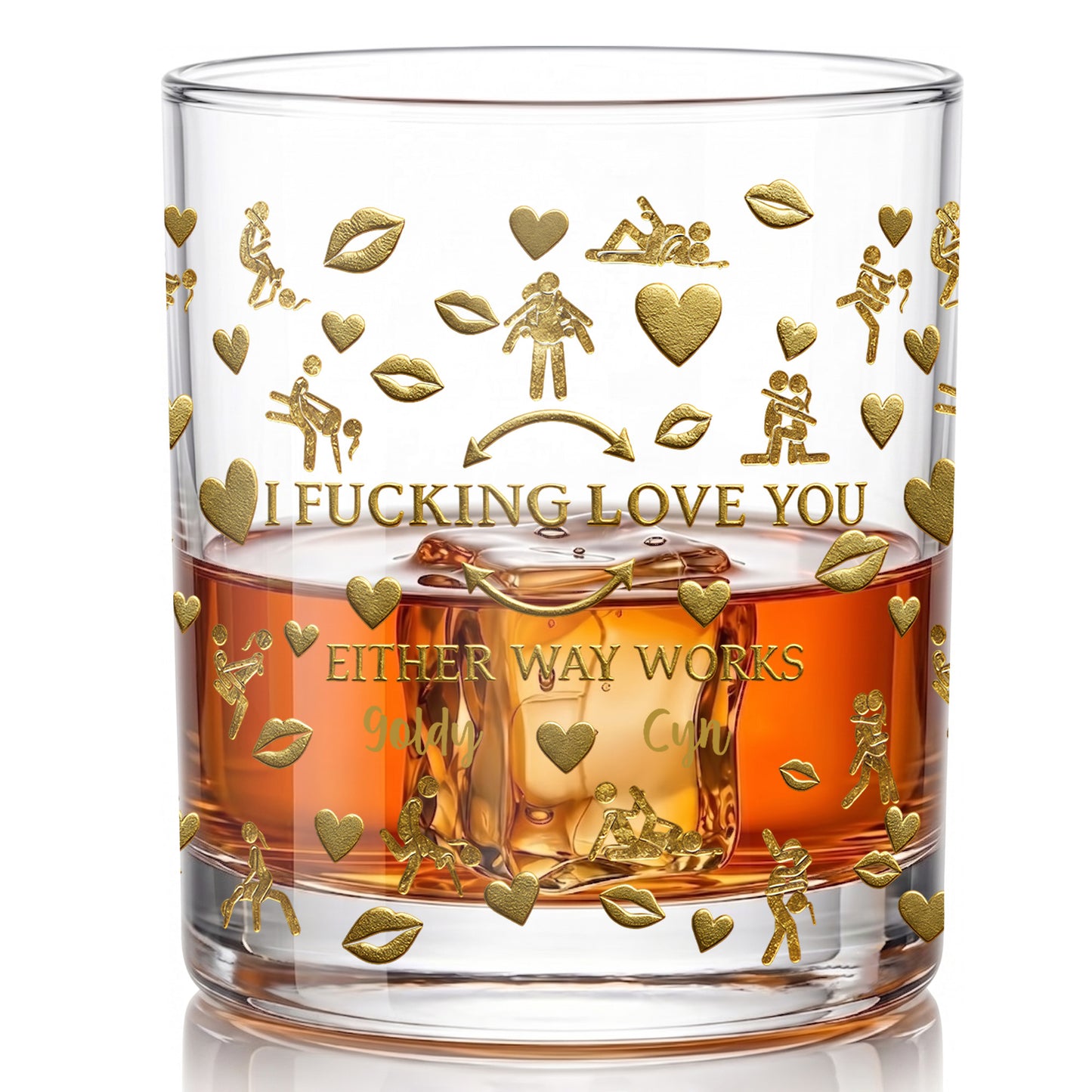 Personalized Couple Whiskey Glass - Custom Funny Romantic Gift