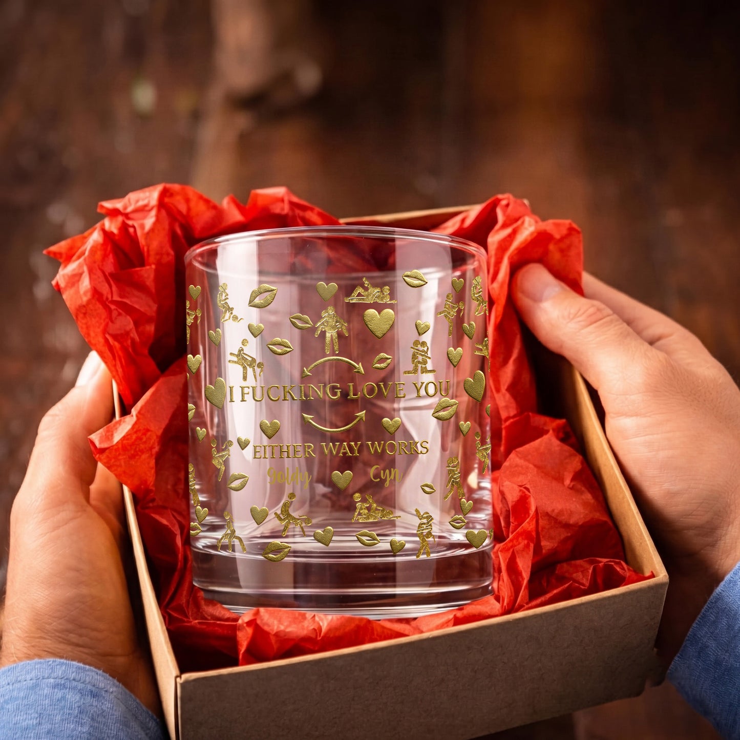 Personalized Couple Whiskey Glass - Custom Funny Romantic Gift