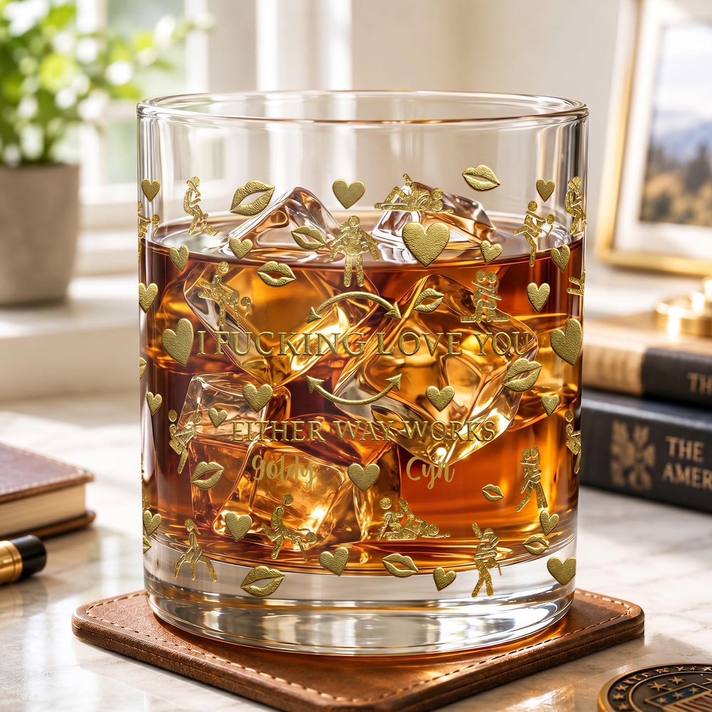 Personalized Couple Whiskey Glass - Custom Funny Romantic Gift