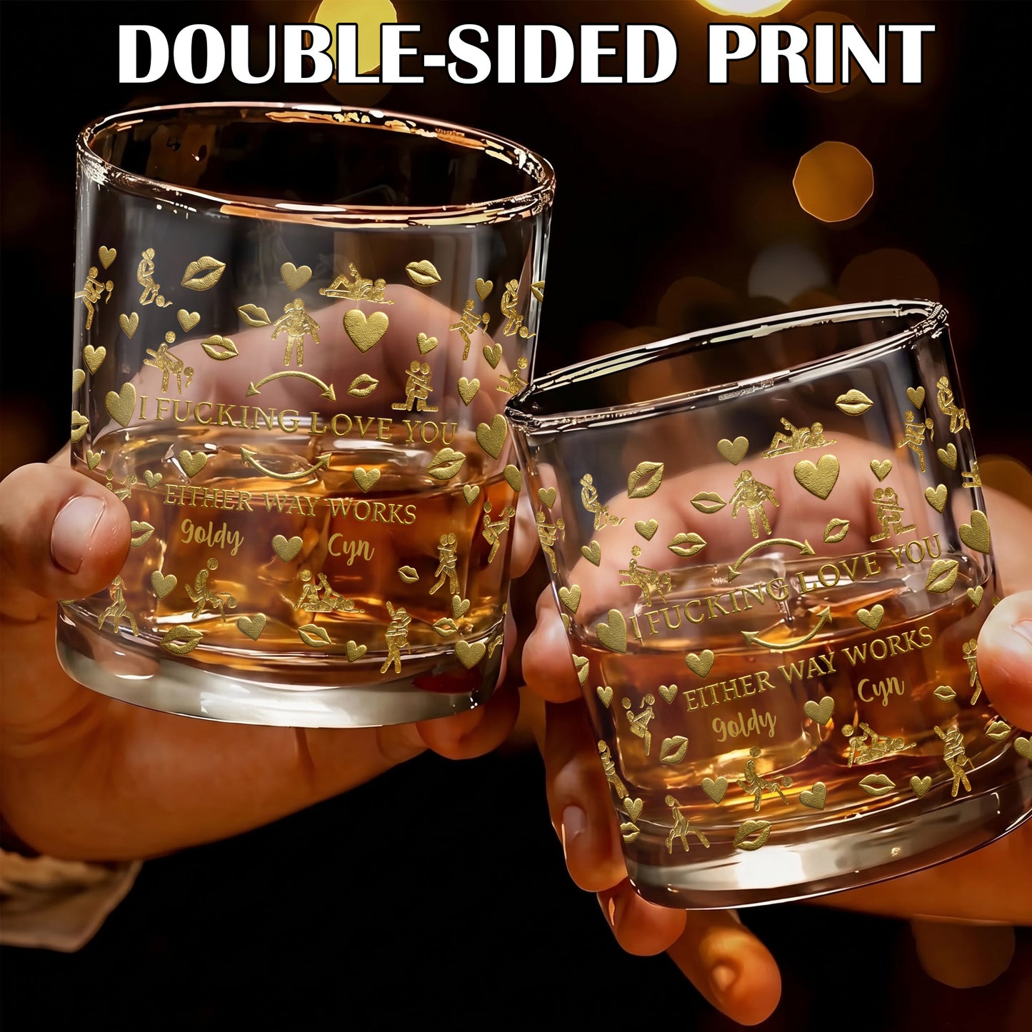 Personalized Couple Whiskey Glass - Custom Funny Romantic Gift