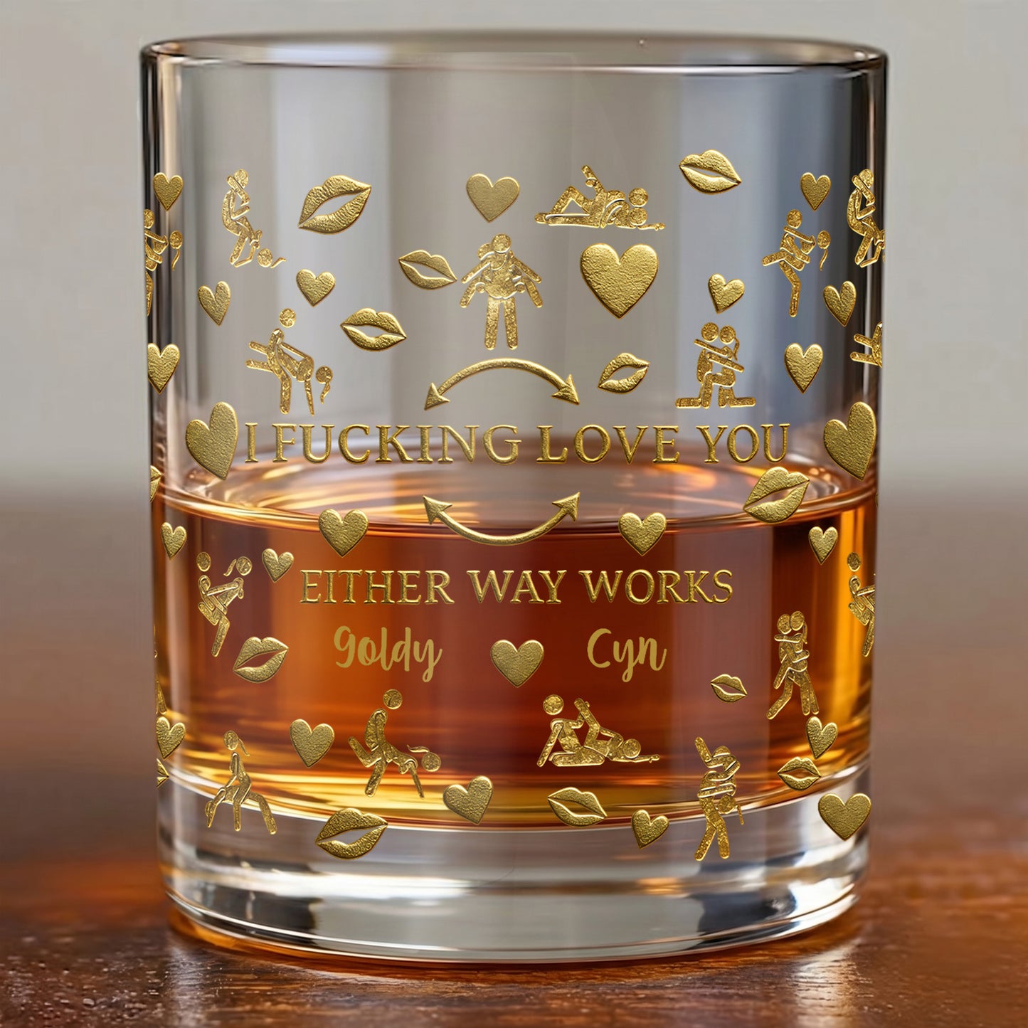 Personalized Couple Whiskey Glass - Custom Funny Romantic Gift