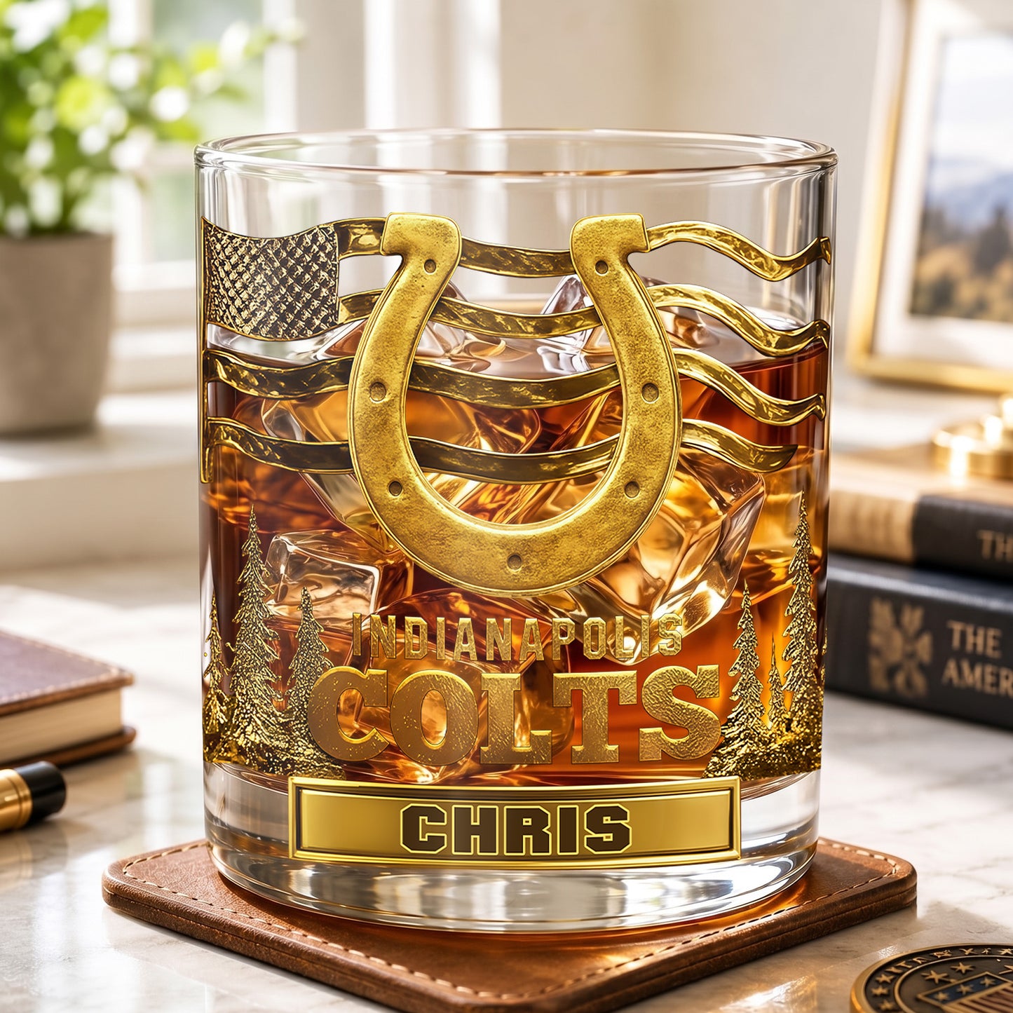 Personalized Indianapolis Colts Whiskey Glass - Custom Fan Gift