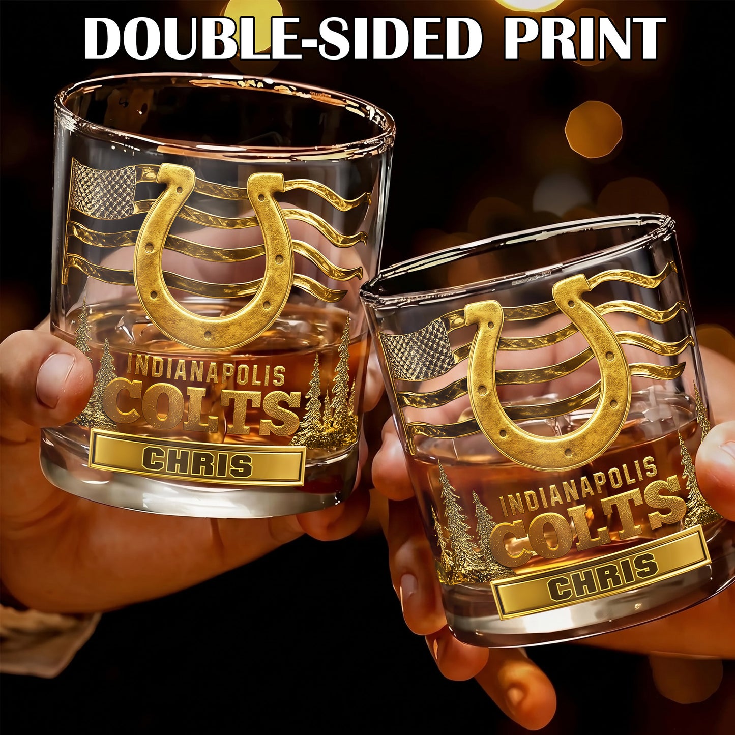 Personalized Indianapolis Colts Whiskey Glass - Custom Fan Gift