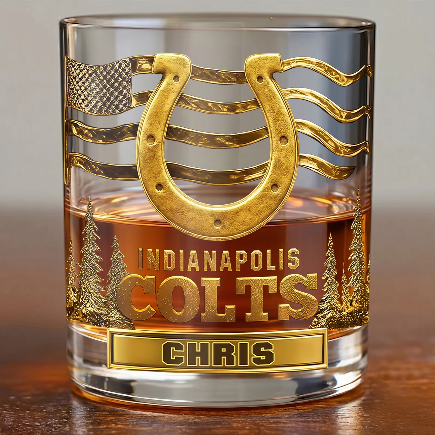 Personalized Indianapolis Colts Whiskey Glass - Custom Fan Gift