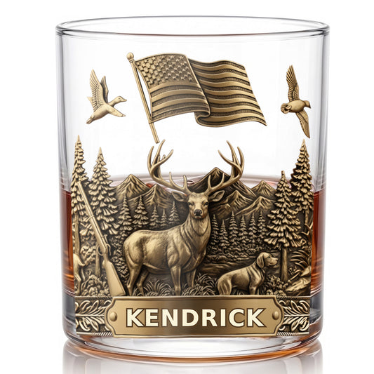 Personalized Hunting Season Whiskey Glass - Custom Hunter Gift