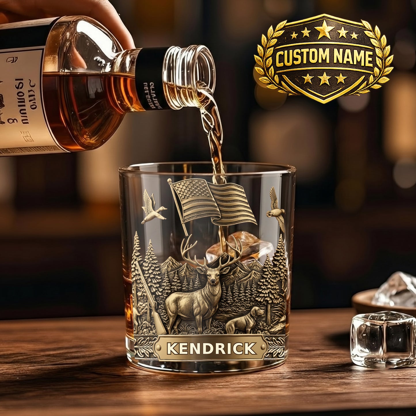 Personalized Hunting Season Whiskey Glass - Custom Hunter Gift