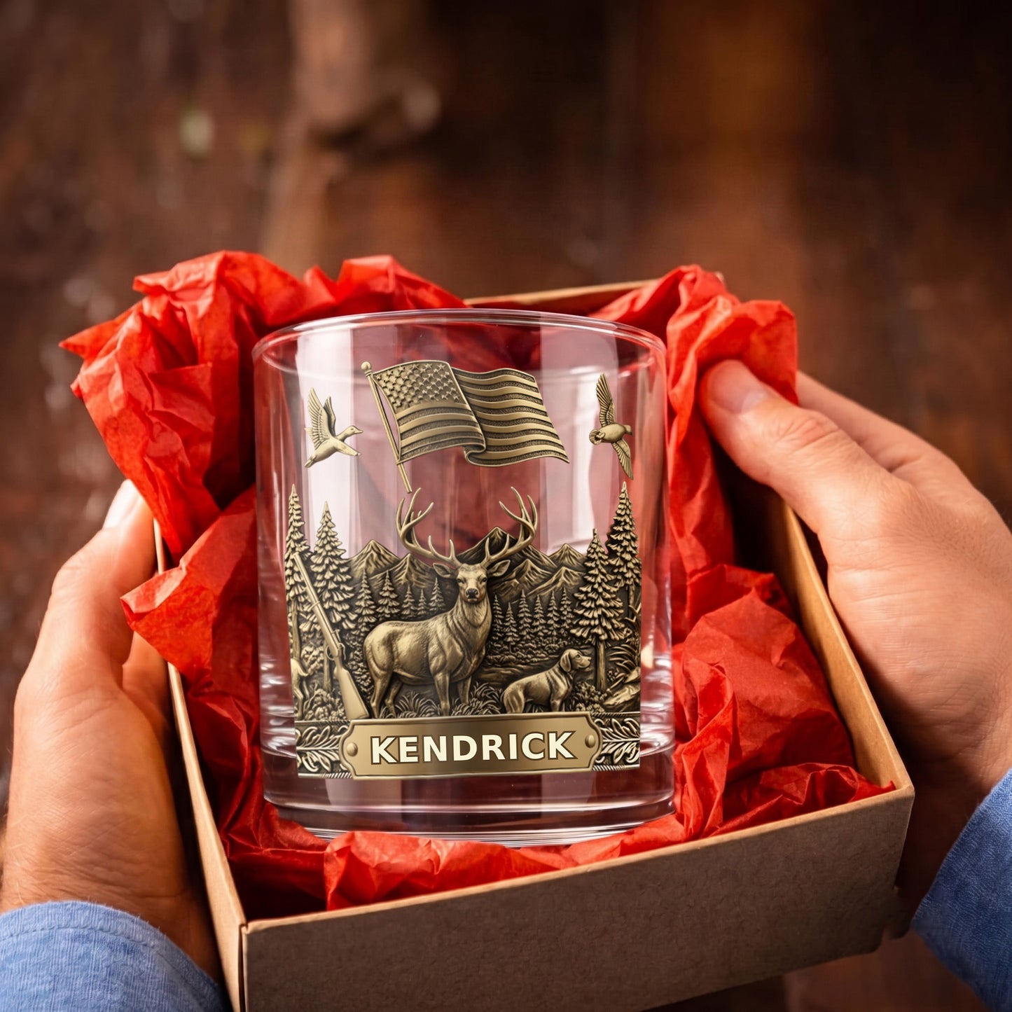 Personalized Hunting Season Whiskey Glass - Custom Hunter Gift