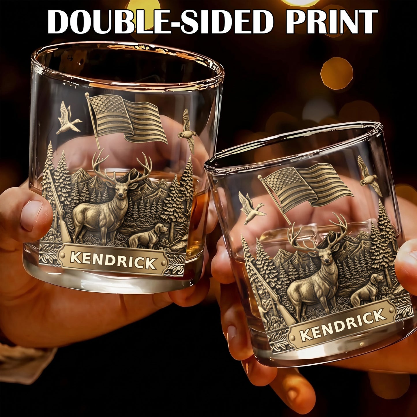 Personalized Hunting Season Whiskey Glass - Custom Hunter Gift