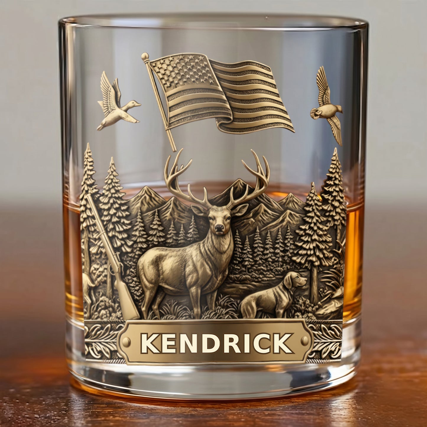 Personalized Hunting Season Whiskey Glass - Custom Hunter Gift