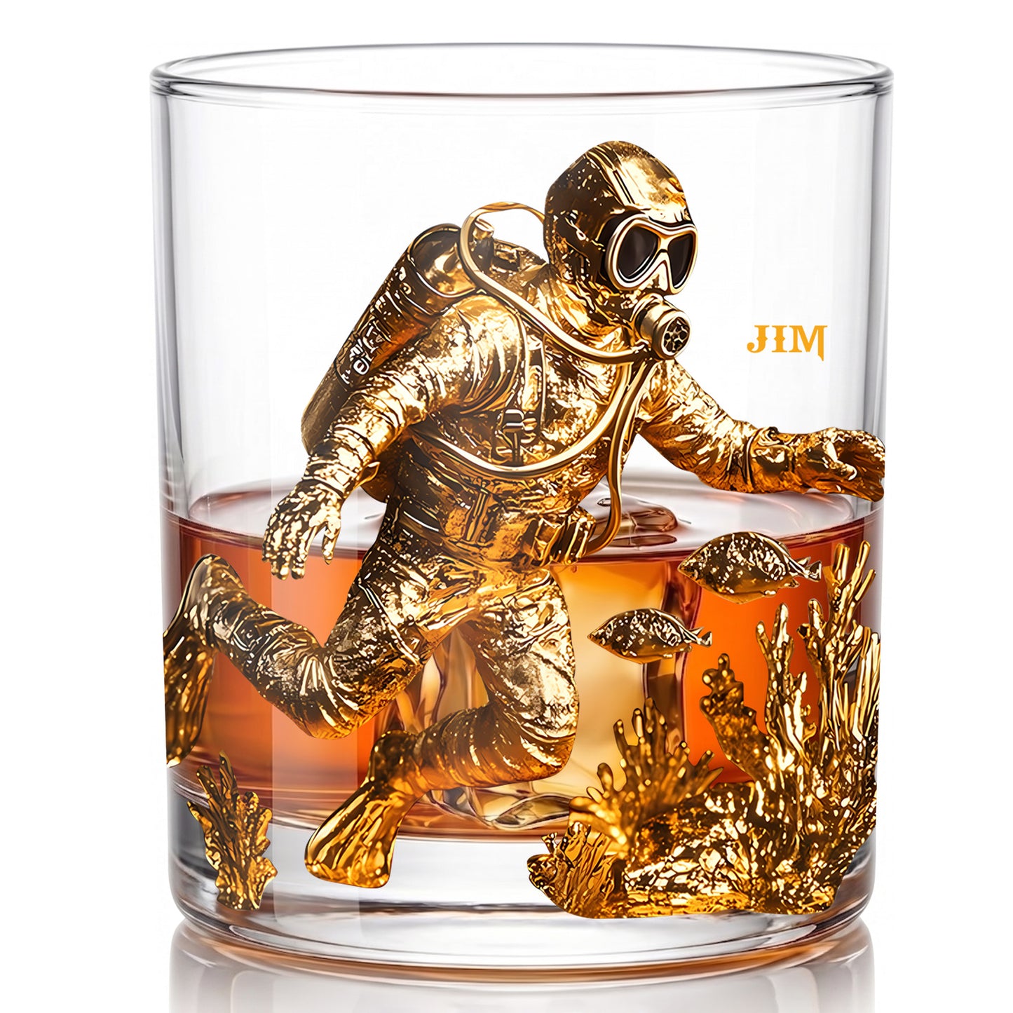 Personalized Scuba Diver Whiskey Glass - Custom Ocean Gift