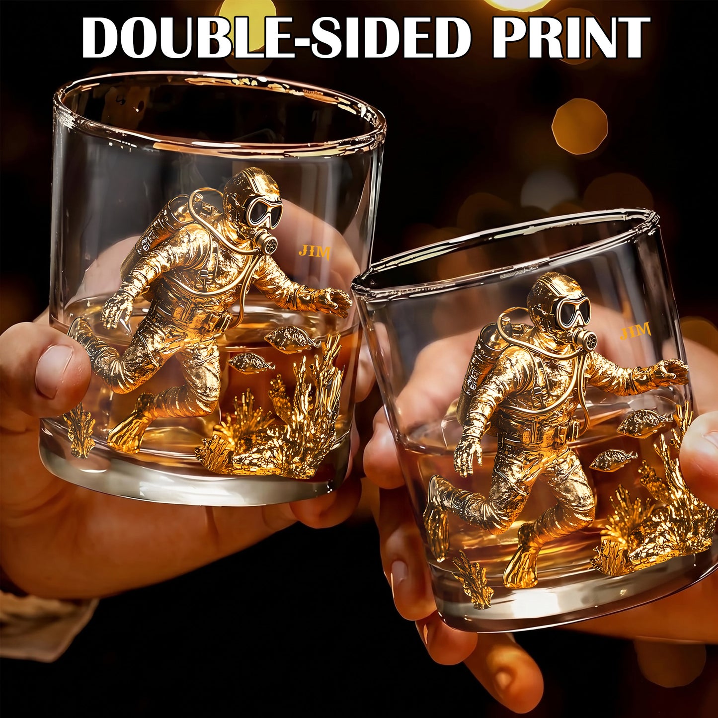 Personalized Scuba Diver Whiskey Glass - Custom Ocean Gift