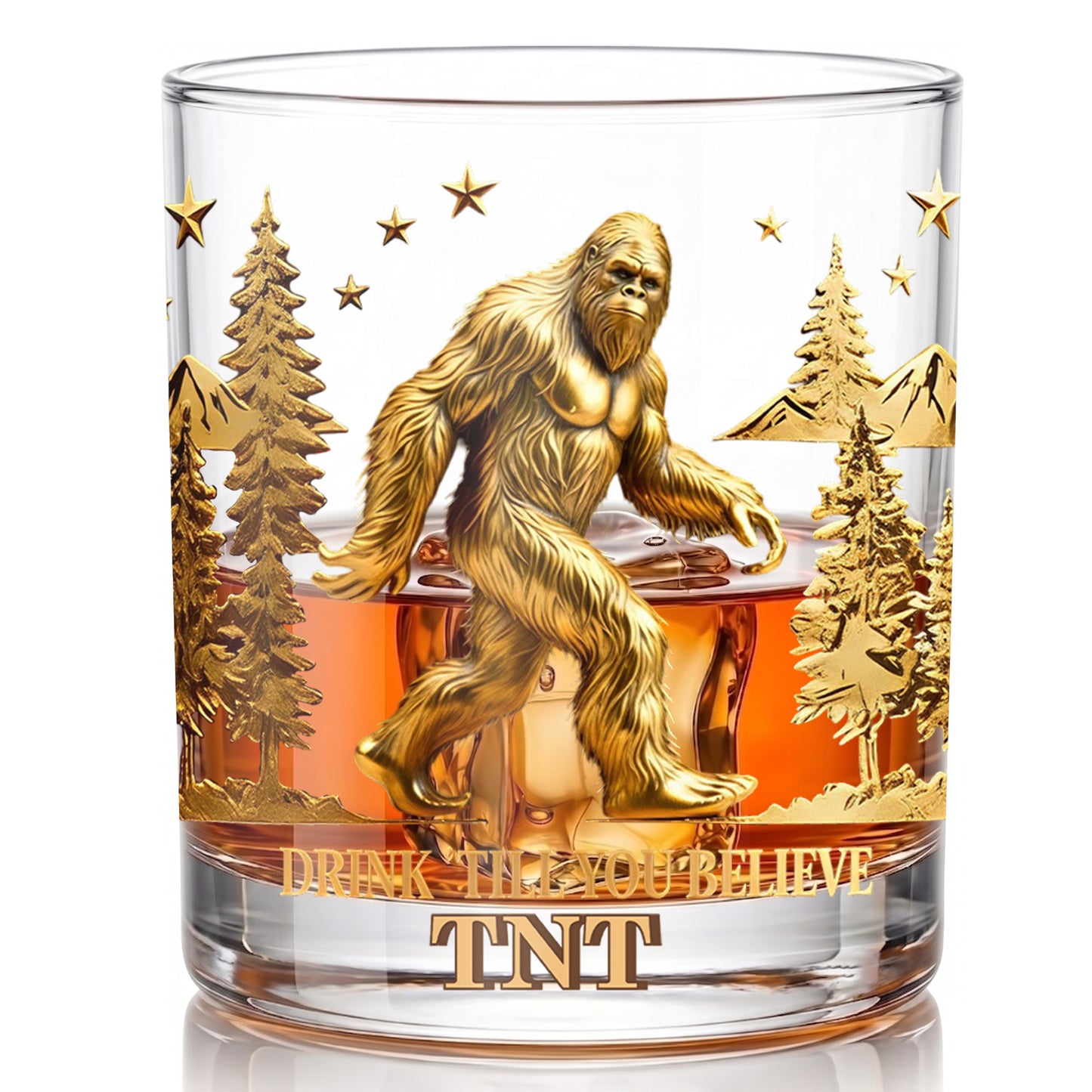 Personalized Bigfoot Whiskey Glass - Custom Sasquatch Gift