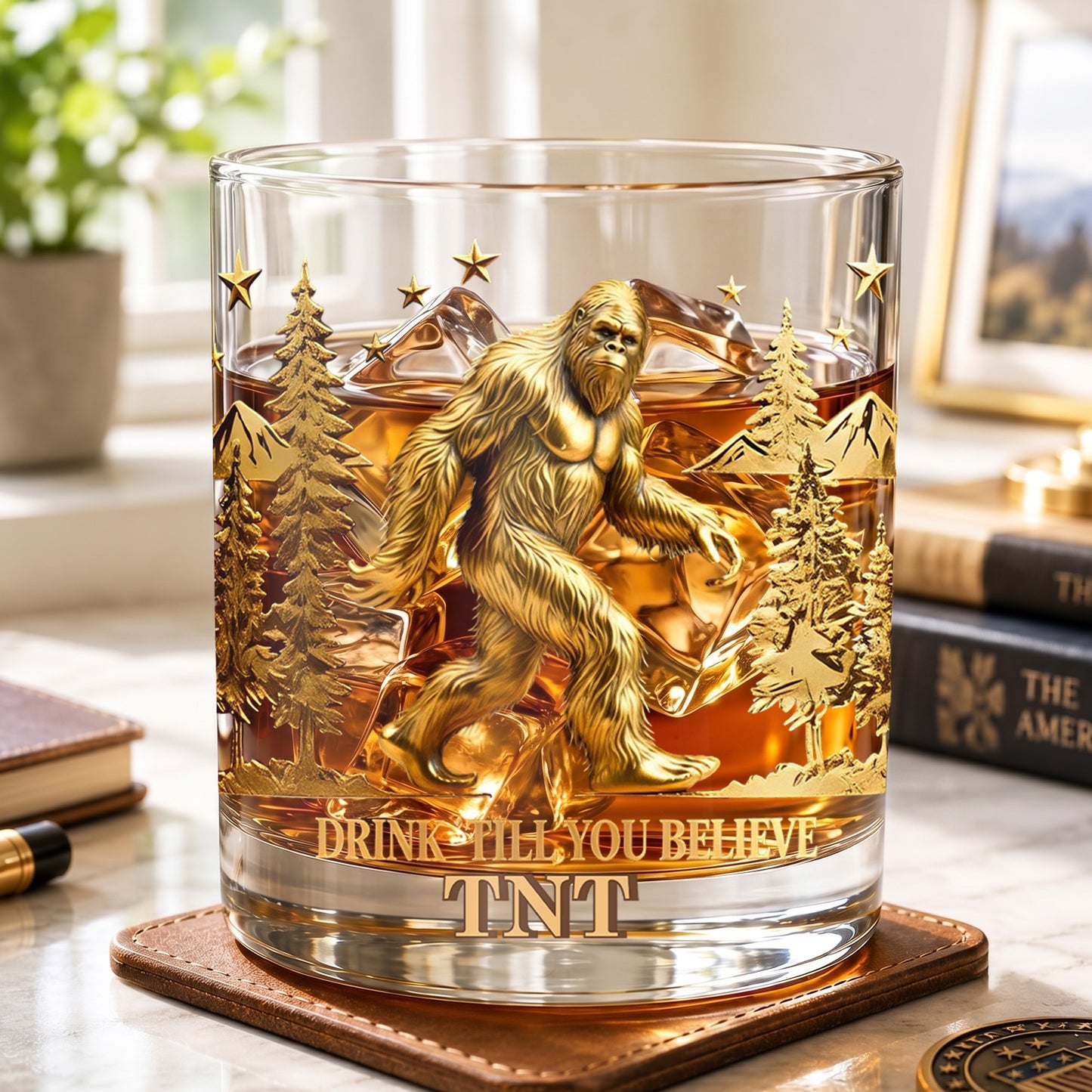 Personalized Bigfoot Whiskey Glass - Custom Sasquatch Gift
