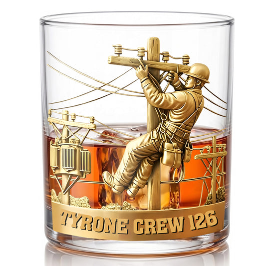 Personalized Lineman Whiskey Glass - Custom Utility Worker Gift