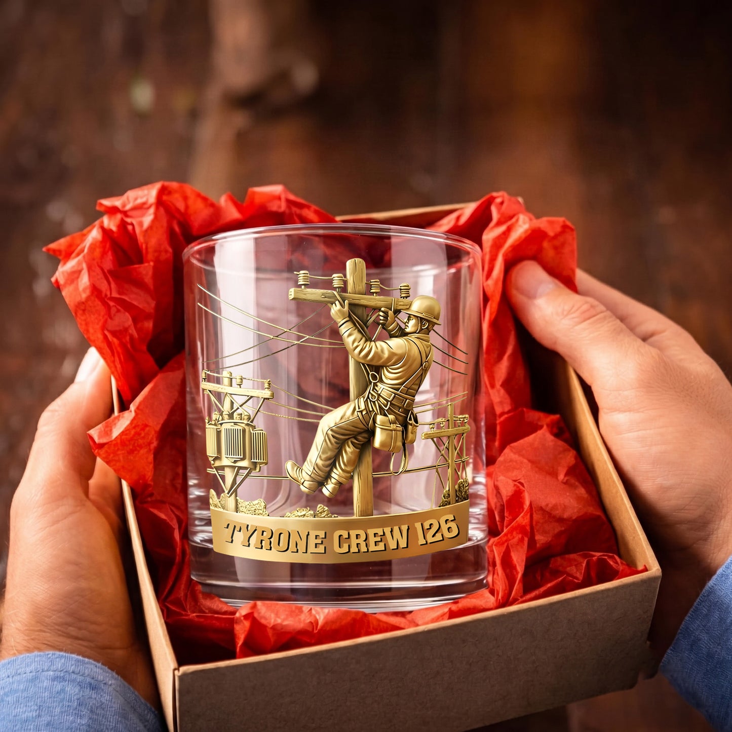 Personalized Lineman Whiskey Glass - Custom Utility Worker Gift