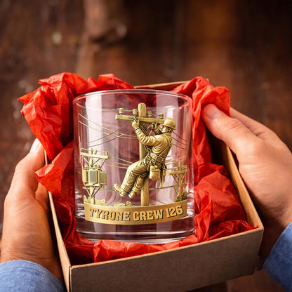 Personalized Lineman Whiskey Glass - Custom Utility Worker Gift