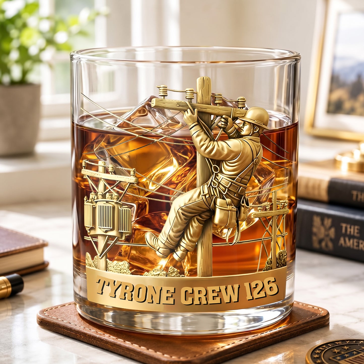 Personalized Lineman Whiskey Glass - Custom Utility Worker Gift
