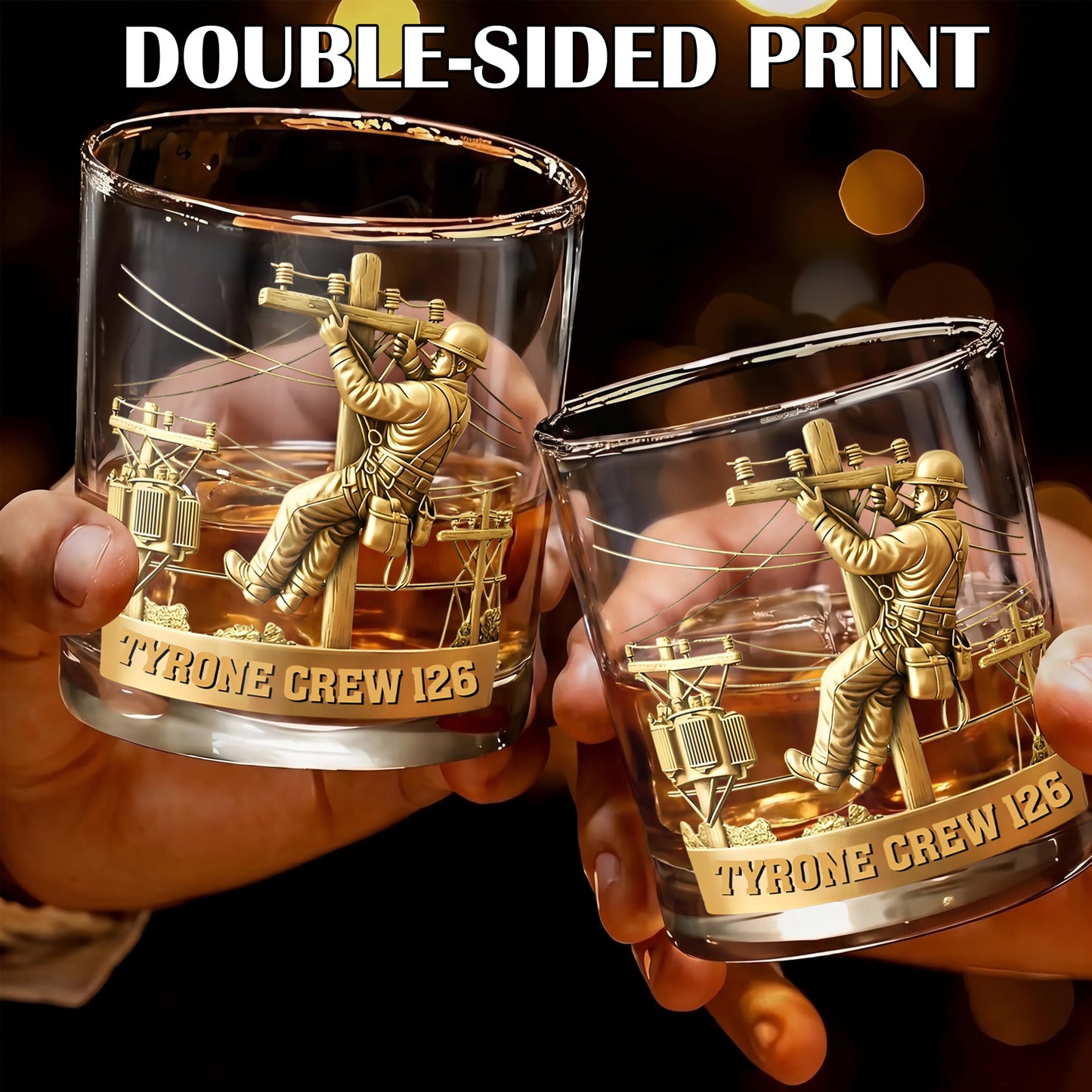 Personalized Lineman Whiskey Glass - Custom Utility Worker Gift