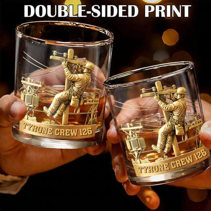 Personalized Lineman Whiskey Glass - Custom Utility Worker Gift