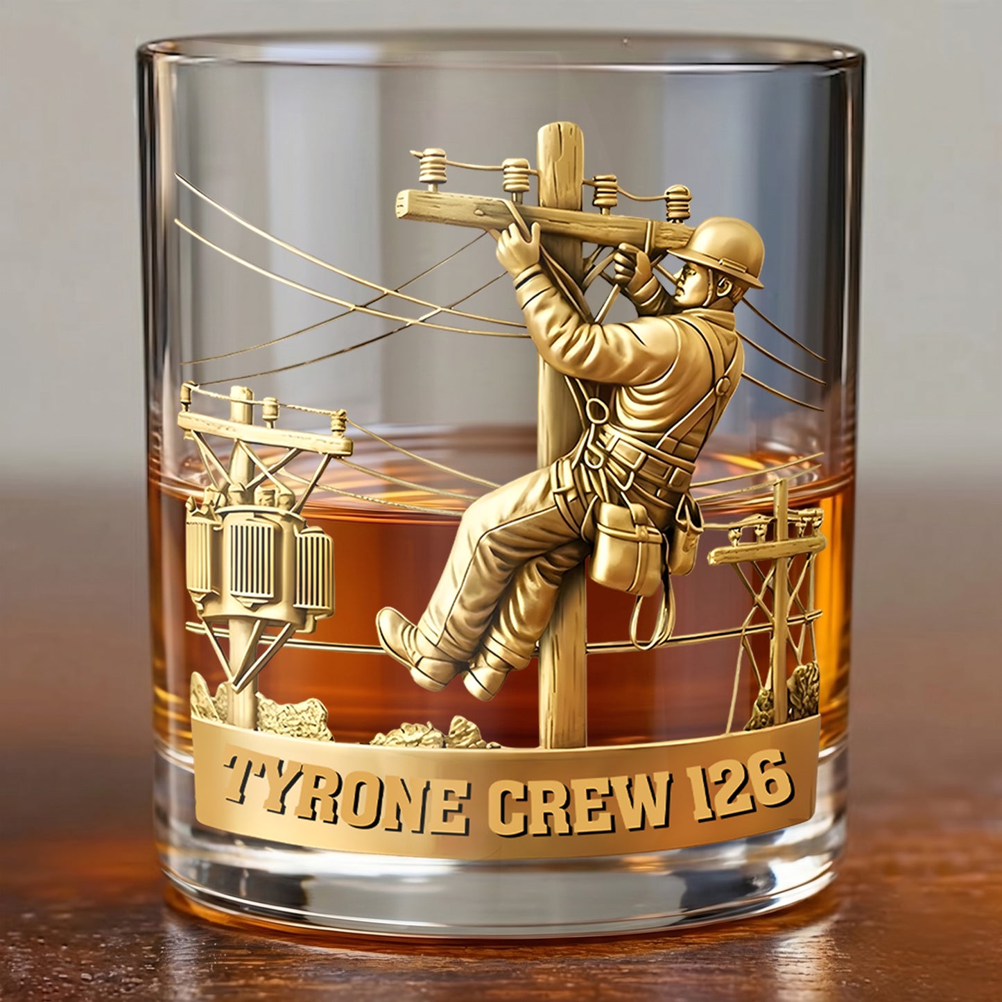 Personalized Lineman Whiskey Glass - Custom Utility Worker Gift