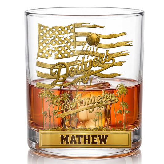 Personalized Los Angeles Dodgers Whiskey Glass - Custom Fan Gift