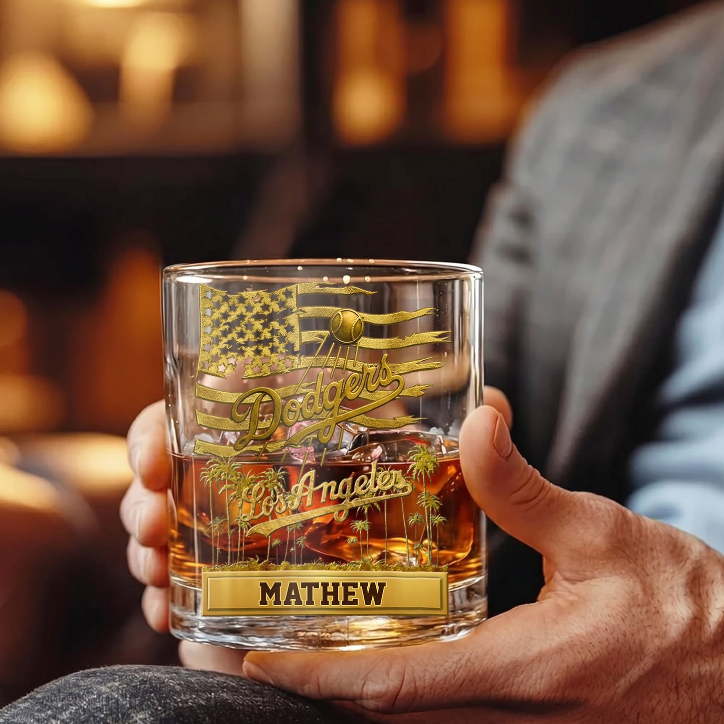Personalized Los Angeles Dodgers Whiskey Glass - Custom Fan Gift