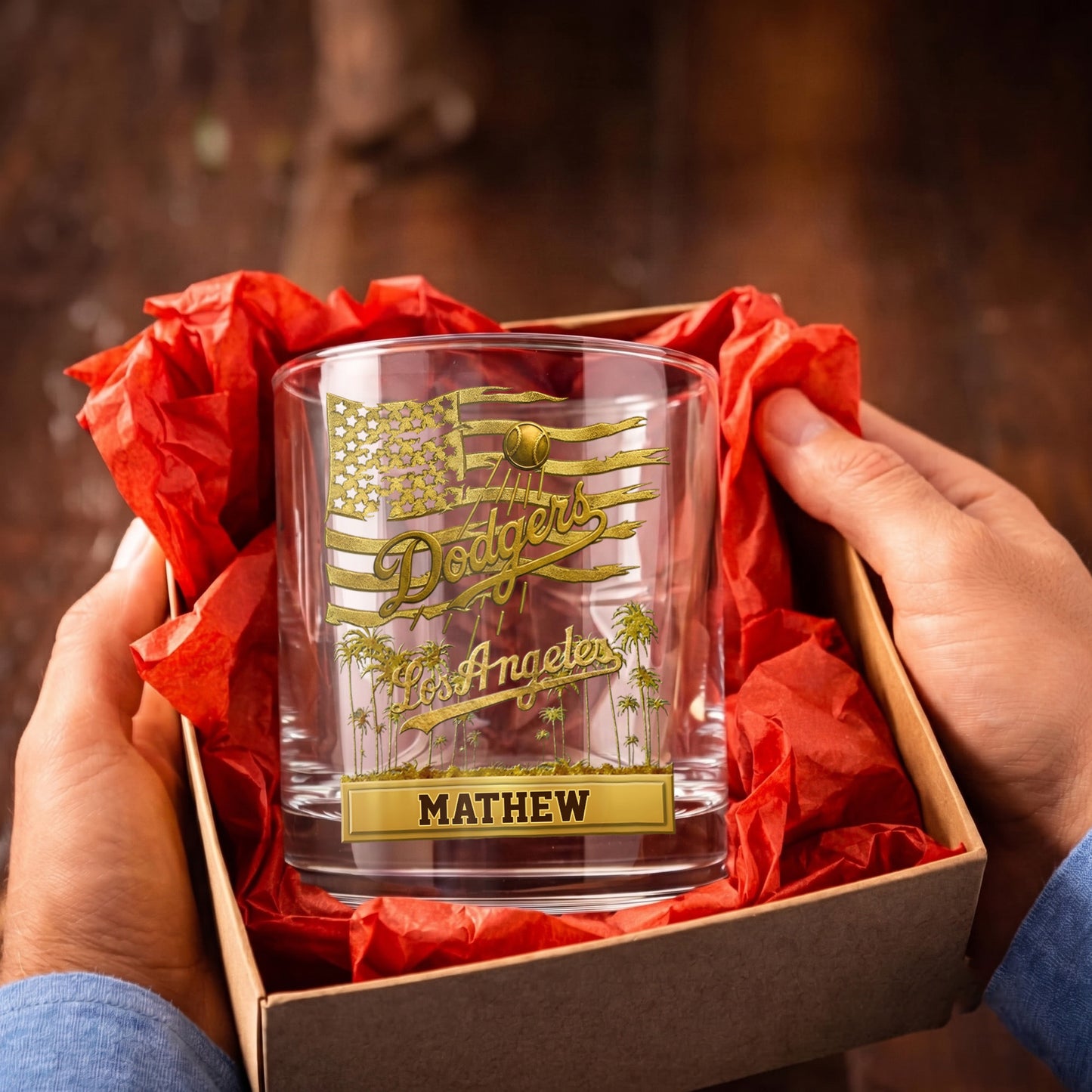 Personalized Los Angeles Dodgers Whiskey Glass - Custom Fan Gift