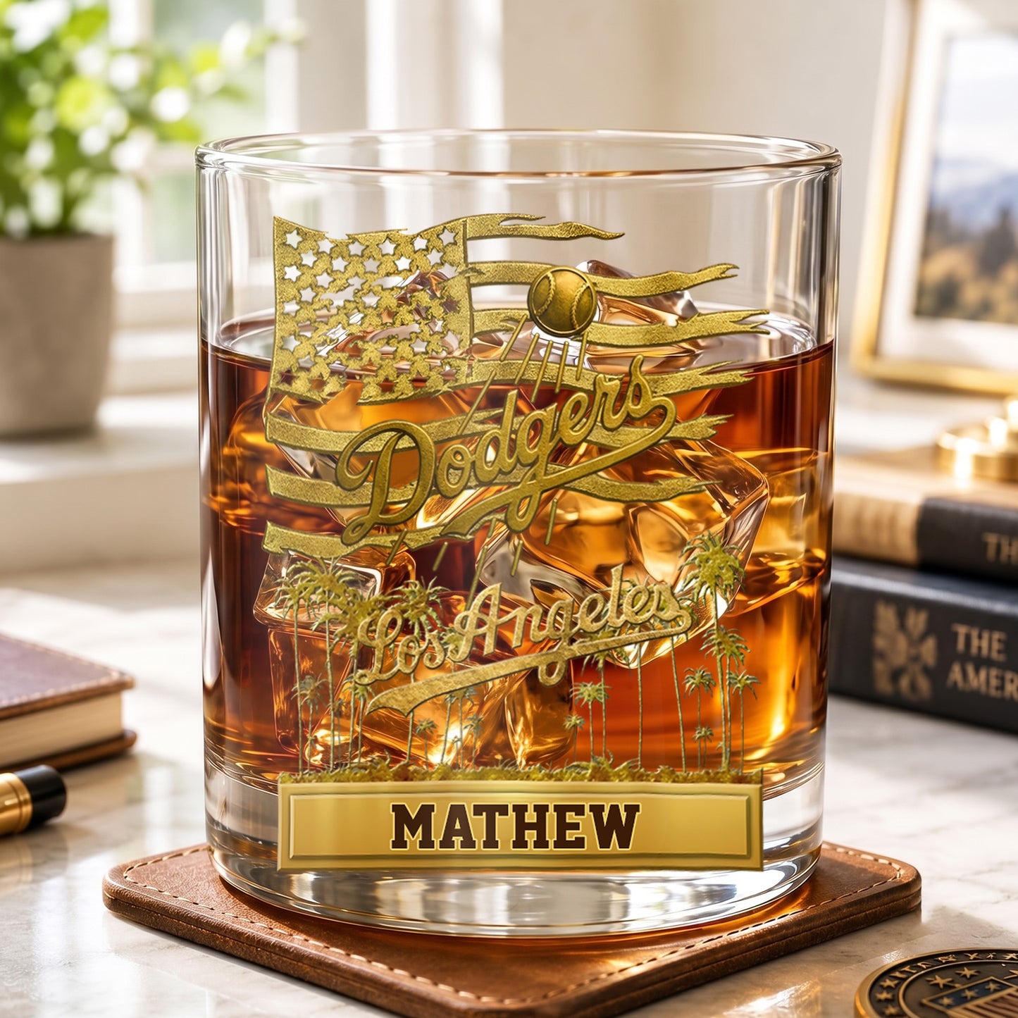 Personalized Los Angeles Dodgers Whiskey Glass - Custom Fan Gift