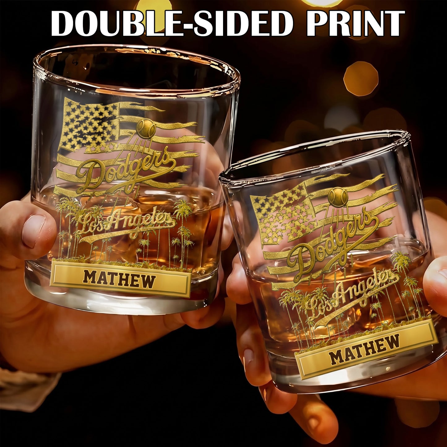 Personalized Los Angeles Dodgers Whiskey Glass - Custom Fan Gift