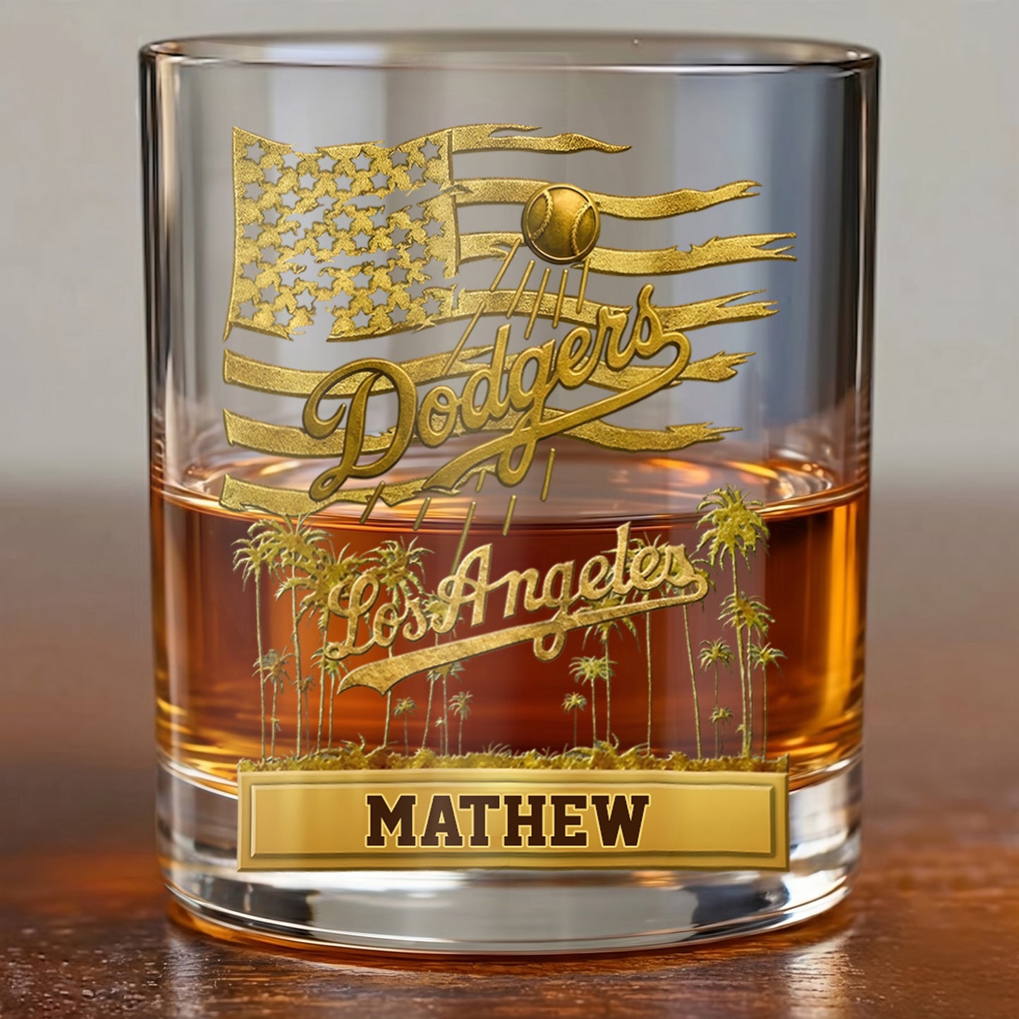 Personalized Los Angeles Dodgers Whiskey Glass - Custom Fan Gift