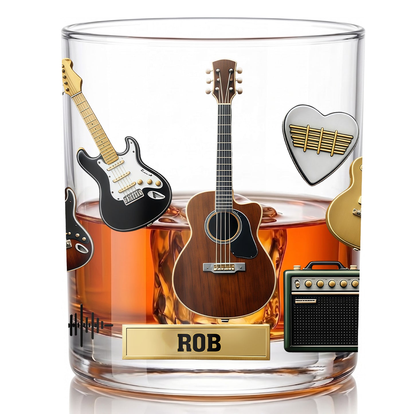 Personalized Guitar Whiskey Glass - Custom Musician & Rock Gift