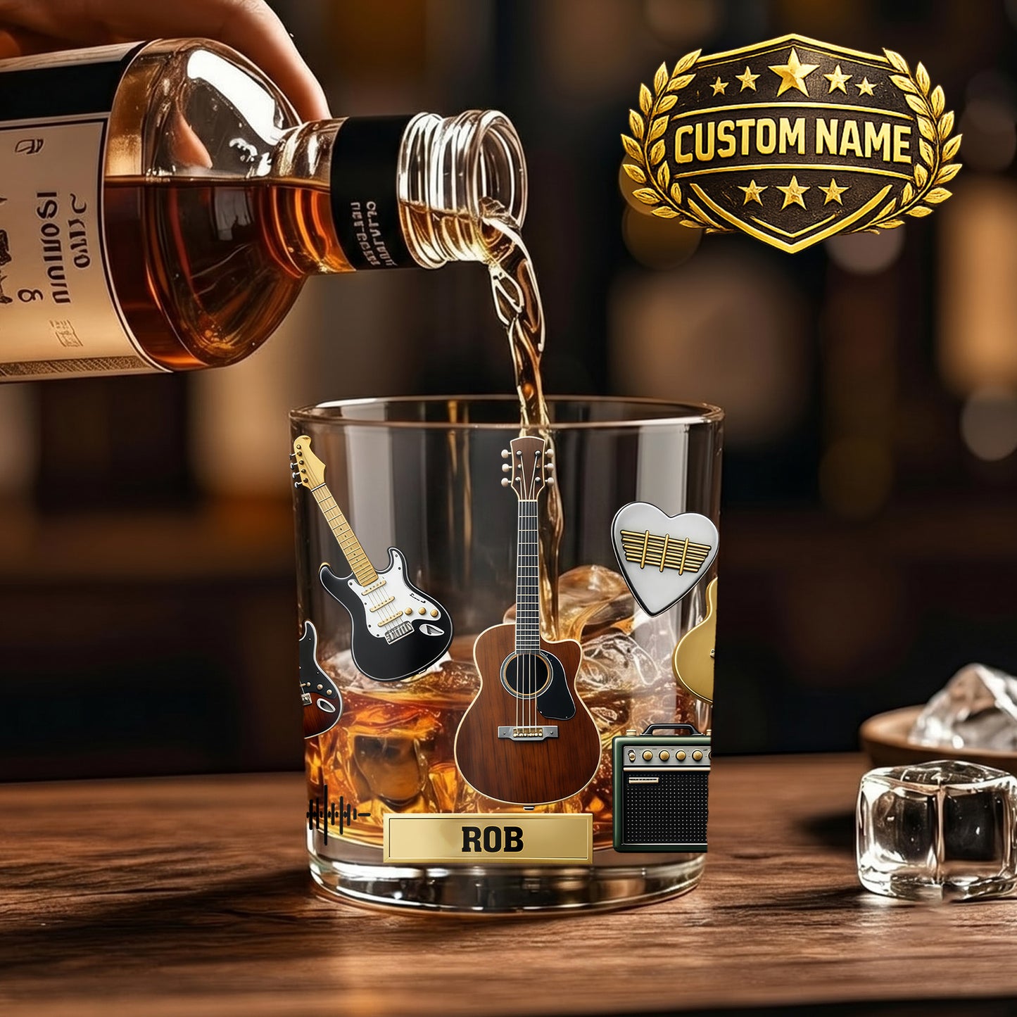 Personalized Guitar Whiskey Glass - Custom Musician & Rock Gift