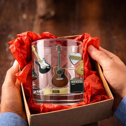 Personalized Guitar Whiskey Glass - Custom Musician & Rock Gift