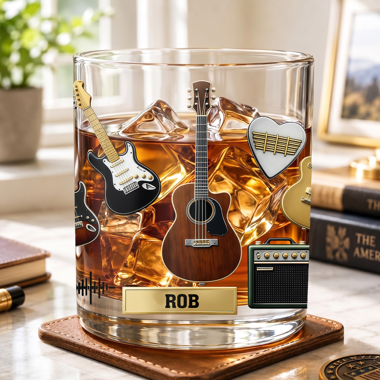 Personalized Guitar Whiskey Glass - Custom Musician & Rock Gift