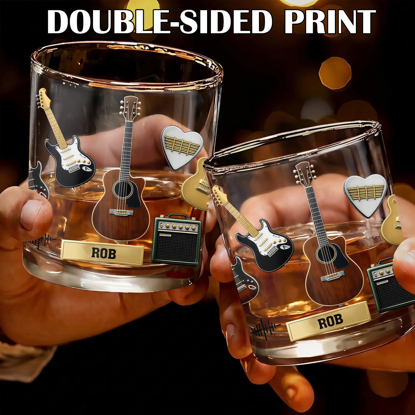 Personalized Guitar Whiskey Glass - Custom Musician & Rock Gift