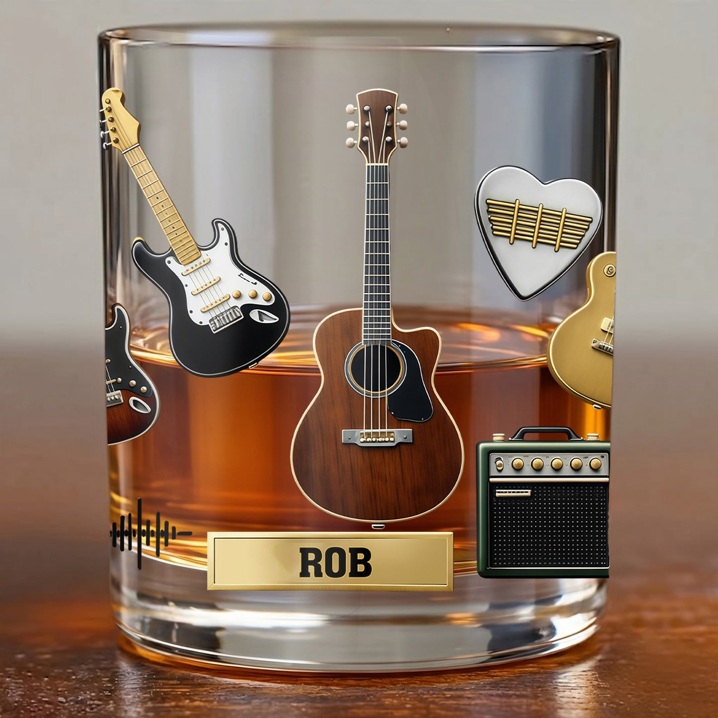 Personalized Guitar Whiskey Glass - Custom Musician & Rock Gift