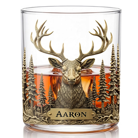 Personalized Deer Whiskey Glass - Custom Hunter & Wildlife Gift