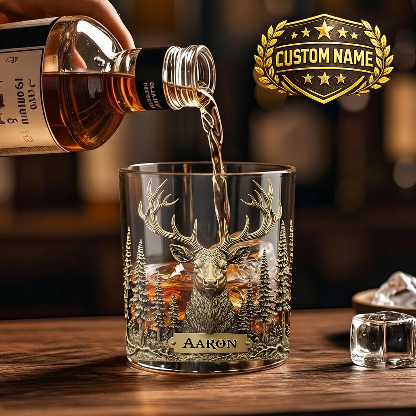 Personalized Deer Whiskey Glass - Custom Hunter & Wildlife Gift