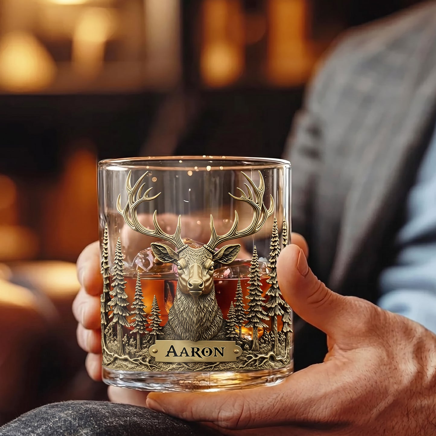 Personalized Deer Whiskey Glass - Custom Hunter & Wildlife Gift