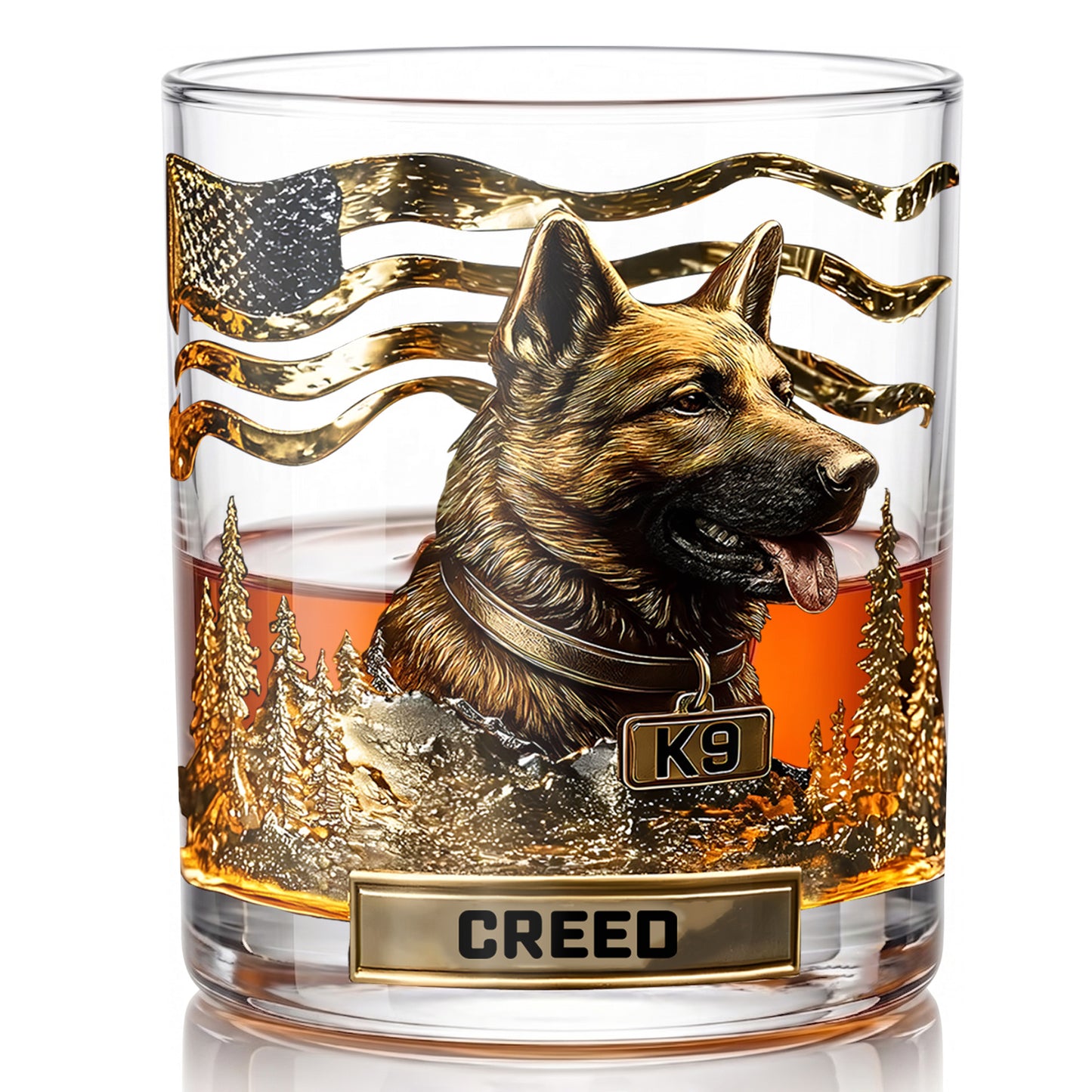 Personalized German Shepherd Whiskey Glass - Custom Dog Lover Gift